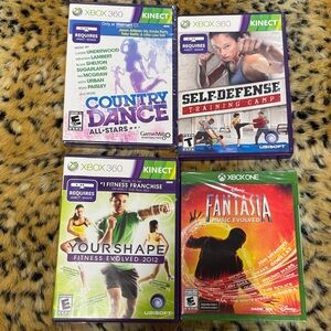 Xbox Kinect Game Bundle — Country Dance, Self-Defense, Your Shape, Fantasia